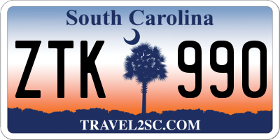 SC license plate ZTK990
