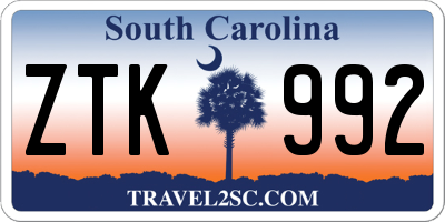 SC license plate ZTK992