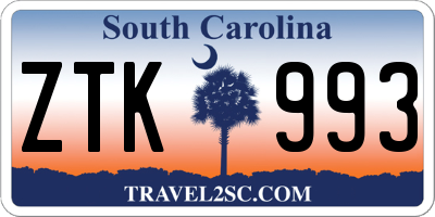SC license plate ZTK993
