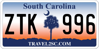 SC license plate ZTK996