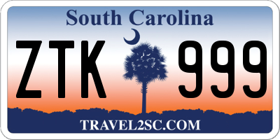 SC license plate ZTK999