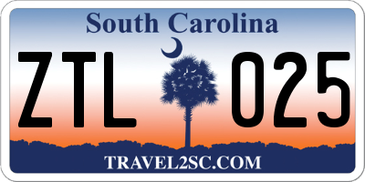 SC license plate ZTL025