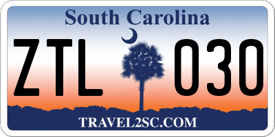 SC license plate ZTL030
