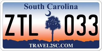 SC license plate ZTL033