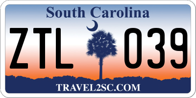 SC license plate ZTL039