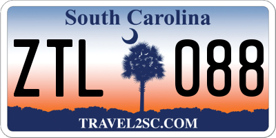 SC license plate ZTL088