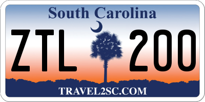 SC license plate ZTL200