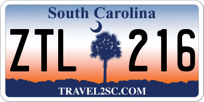 SC license plate ZTL216