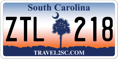 SC license plate ZTL218