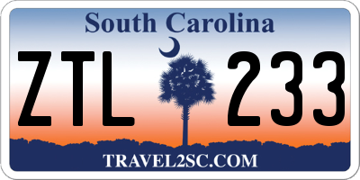 SC license plate ZTL233