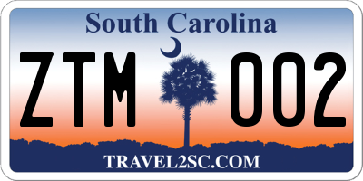 SC license plate ZTM002