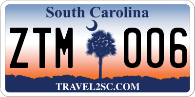 SC license plate ZTM006