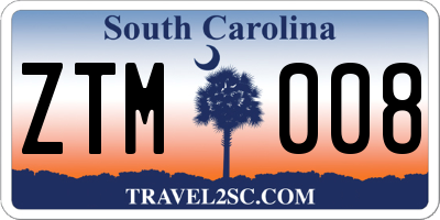 SC license plate ZTM008