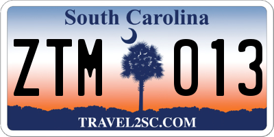SC license plate ZTM013