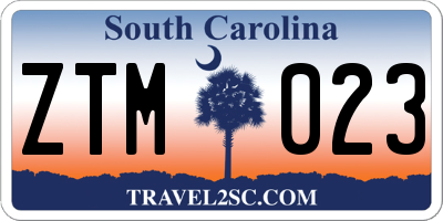 SC license plate ZTM023