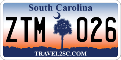 SC license plate ZTM026