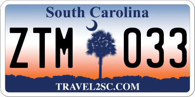SC license plate ZTM033