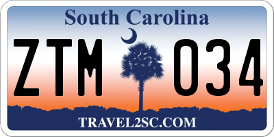 SC license plate ZTM034