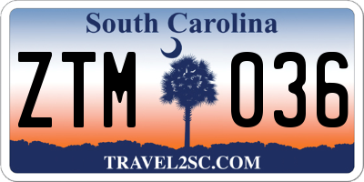 SC license plate ZTM036