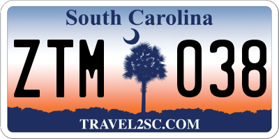 SC license plate ZTM038