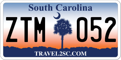 SC license plate ZTM052