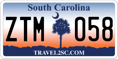 SC license plate ZTM058