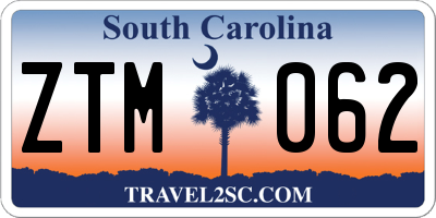 SC license plate ZTM062