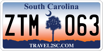 SC license plate ZTM063