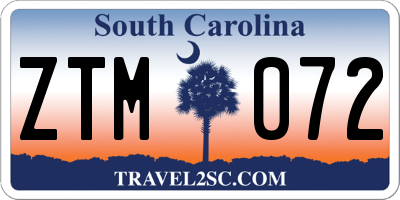 SC license plate ZTM072