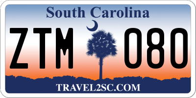SC license plate ZTM080