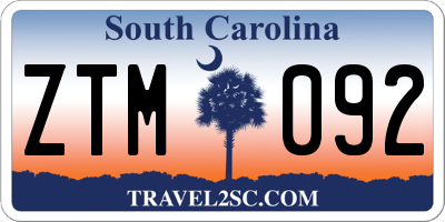 SC license plate ZTM092