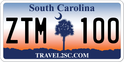 SC license plate ZTM100