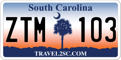 SC license plate ZTM103