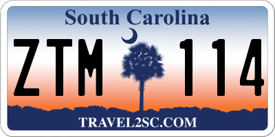 SC license plate ZTM114