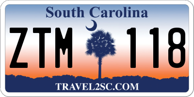 SC license plate ZTM118