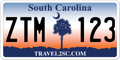 SC license plate ZTM123
