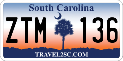 SC license plate ZTM136