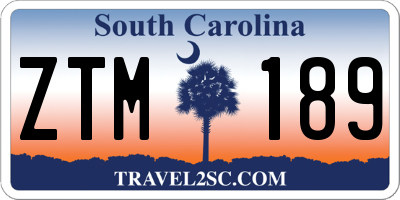 SC license plate ZTM189