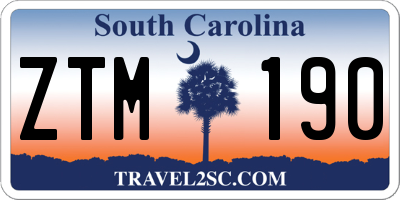 SC license plate ZTM190