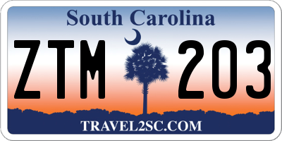 SC license plate ZTM203