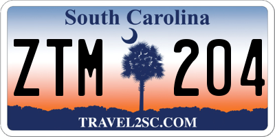 SC license plate ZTM204