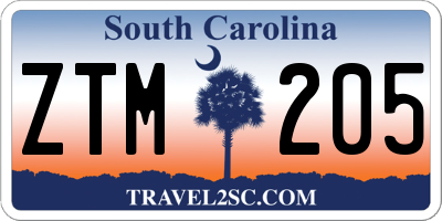 SC license plate ZTM205