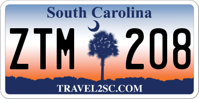 SC license plate ZTM208