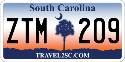 SC license plate ZTM209