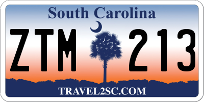 SC license plate ZTM213