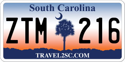 SC license plate ZTM216
