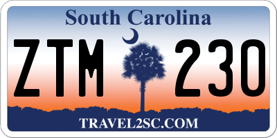 SC license plate ZTM230