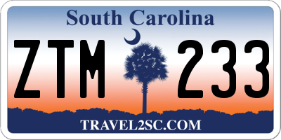 SC license plate ZTM233