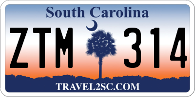 SC license plate ZTM314