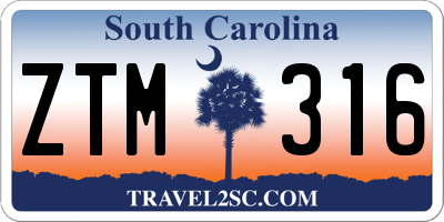 SC license plate ZTM316